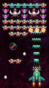Screenshot 2 for Galaxy Attack Chicken Shooter MOD APK 20.1 (Unlimited Gold) Android