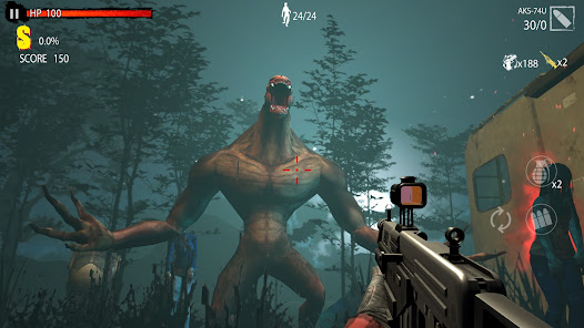 Screenshot 1 for Zombie Hunter D Day 10Mil MOD APK 1.0.905 (One Hit God Mode) Android