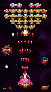 Screenshot 1 for Galaxy Attack Chicken Shooter MOD APK 20.1 (Unlimited Gold) Android